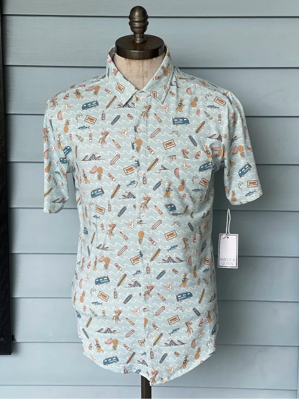 Smith & Quinn The Boatyard Performance Button Down Shirt Med Kanga Beach Party